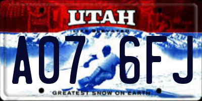 UT license plate A076FJ