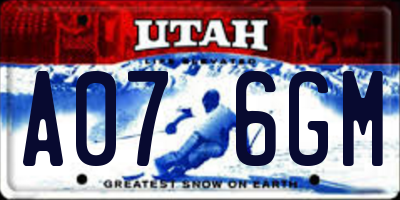 UT license plate A076GM