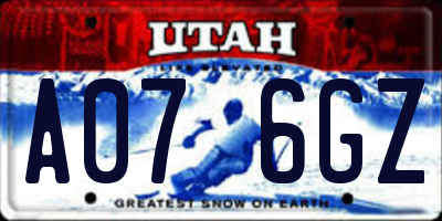 UT license plate A076GZ