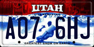 UT license plate A076HJ