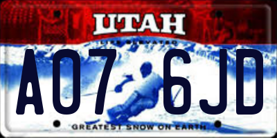 UT license plate A076JD