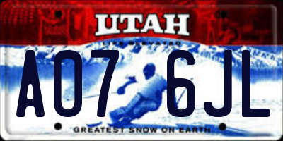 UT license plate A076JL