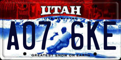 UT license plate A076KE