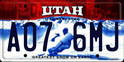 UT license plate A076MJ