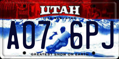 UT license plate A076PJ