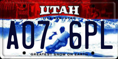 UT license plate A076PL