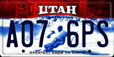 UT license plate A076PS