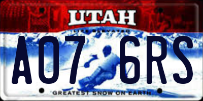 UT license plate A076RS