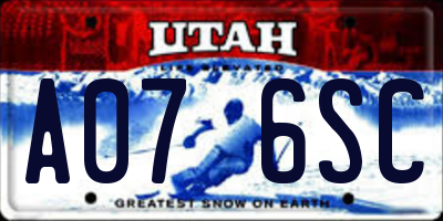 UT license plate A076SC
