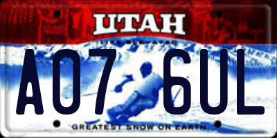UT license plate A076UL