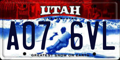 UT license plate A076VL
