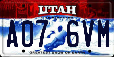 UT license plate A076VM