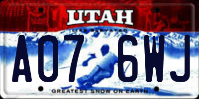 UT license plate A076WJ