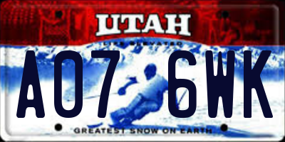 UT license plate A076WK