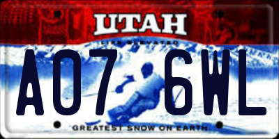 UT license plate A076WL
