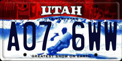 UT license plate A076WW