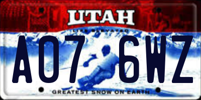 UT license plate A076WZ