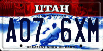 UT license plate A076XM
