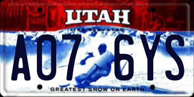 UT license plate A076YS