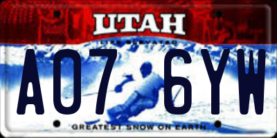 UT license plate A076YW