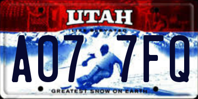 UT license plate A077FQ