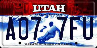 UT license plate A077FU