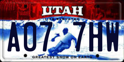 UT license plate A077HW