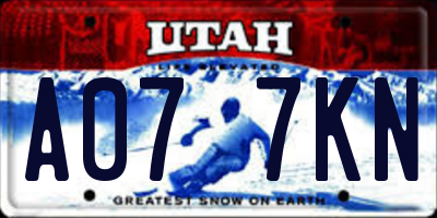 UT license plate A077KN