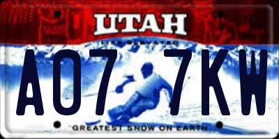UT license plate A077KW