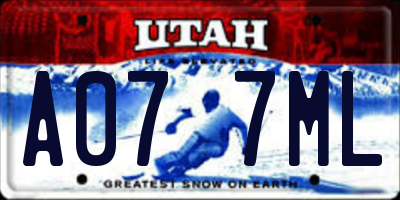 UT license plate A077ML