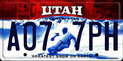 UT license plate A077PH