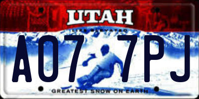 UT license plate A077PJ