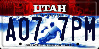 UT license plate A077PM