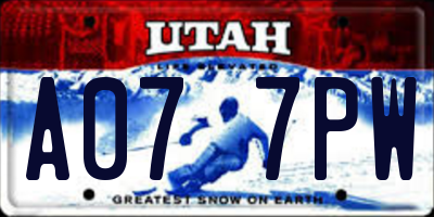 UT license plate A077PW