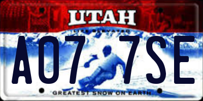 UT license plate A077SE