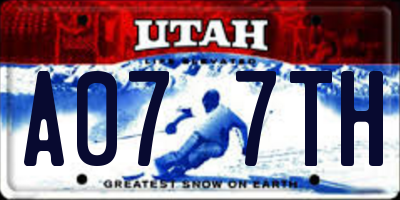 UT license plate A077TH