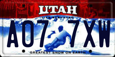 UT license plate A077XW