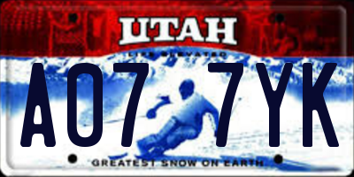 UT license plate A077YK