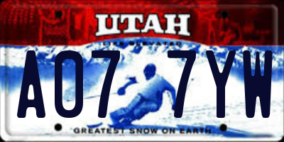 UT license plate A077YW