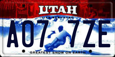 UT license plate A077ZE
