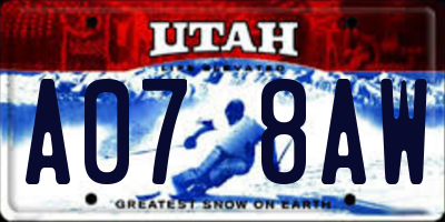 UT license plate A078AW