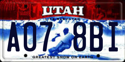 UT license plate A078BI