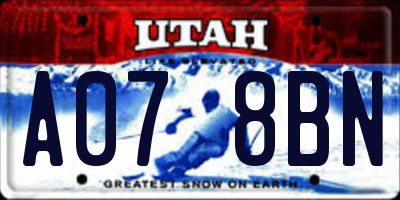 UT license plate A078BN