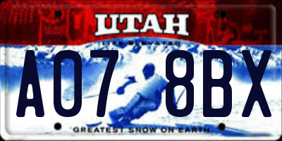 UT license plate A078BX