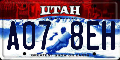 UT license plate A078EH