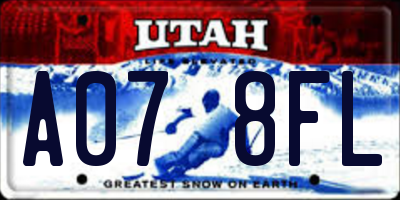 UT license plate A078FL