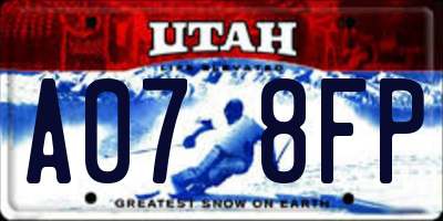 UT license plate A078FP