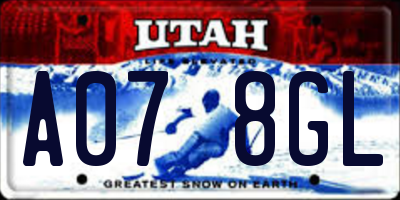 UT license plate A078GL