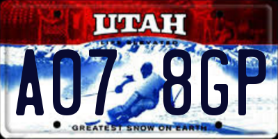 UT license plate A078GP