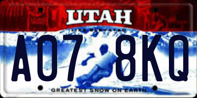 UT license plate A078KQ